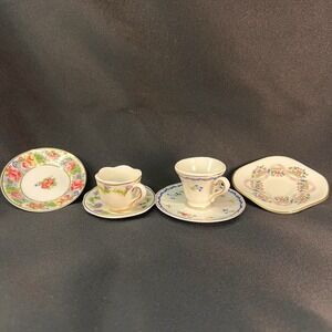 1898 China Company Miniature Porcelain Plates Cups Saucers Set of 6
